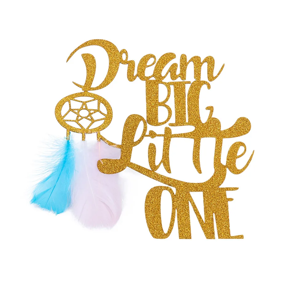1 шт. украшение для торта Topper Золотая блестящая бумага надпись Dream Big Little One дня