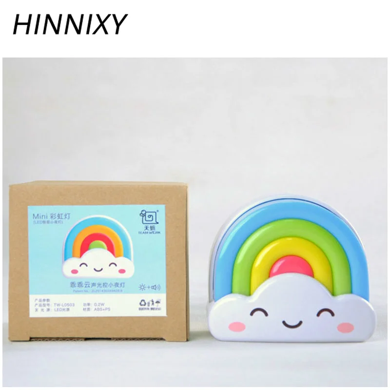 Hinnixy LED цветная Радужная форма ночное освещение голосовое сенсорное управление