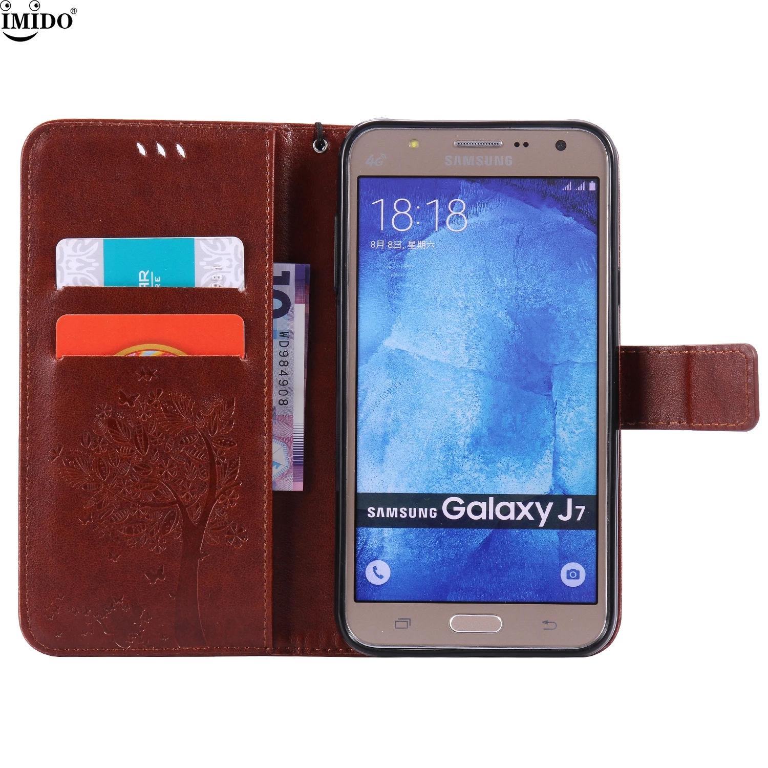 Флип кейс для Galaxy J700 J7 2015 Роскошная тисненная кожа Чехол кошелек SamSung Coque 5 &quotGalaxyJ700