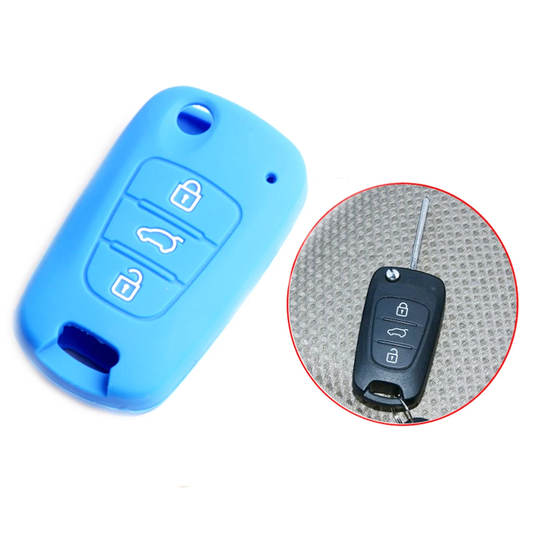 Силиконовый чехол для автомобильного ключа с 3 кнопками Kia RIO K2 K5 Sportage Sorento Hyundai i20 i30