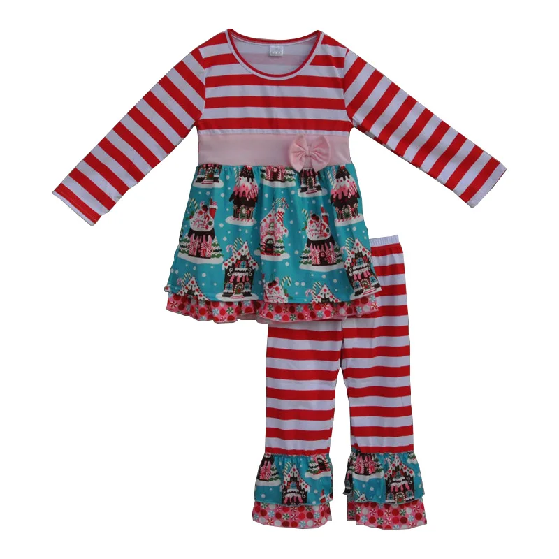 Новинка 2017 год малышей комплекты для девочек Рождественская Детская одежда в