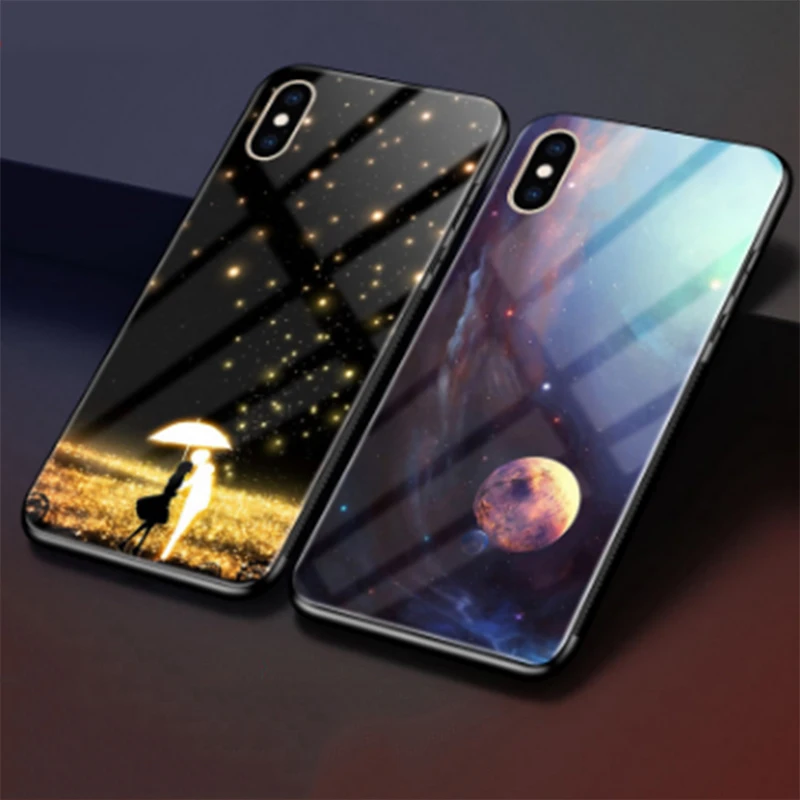 Роскошные закаленное Стекло задняя крышка чехол для iphone X XS XSMAX Защитные чехлы Max