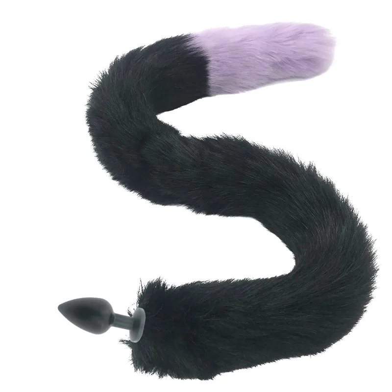 80cm Long Fox Tail Black Wolf Fake hair Lovely Butt Metal Plug Anal Sex Toy Animal RolePlay Cosplay | Красота и здоровье