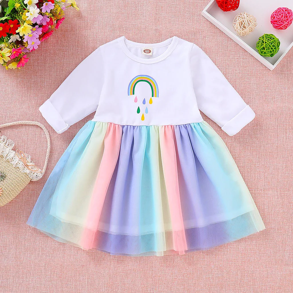 Платье для девочек праздничное платье-пачка принцессы с длинными рукавами и