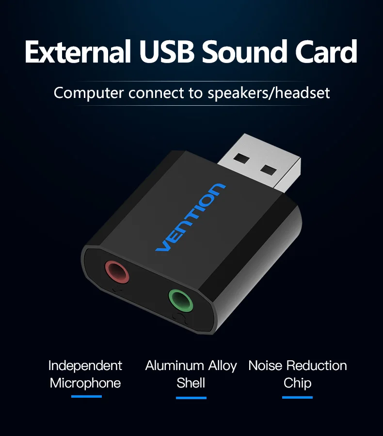 Vention Внешняя USB звуковая карта 3,5 мм наушники адаптер Aux аудио карта для микрофона Динамик PUBG компьютерная звуковая карта
