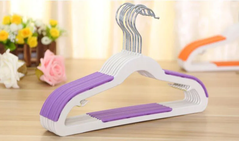 20 Pcs/Lot Colorful Cute Plastic Clothes Shirts Hanger with Anti-slip rubber Pink Blue non slip hangers | Дом и сад