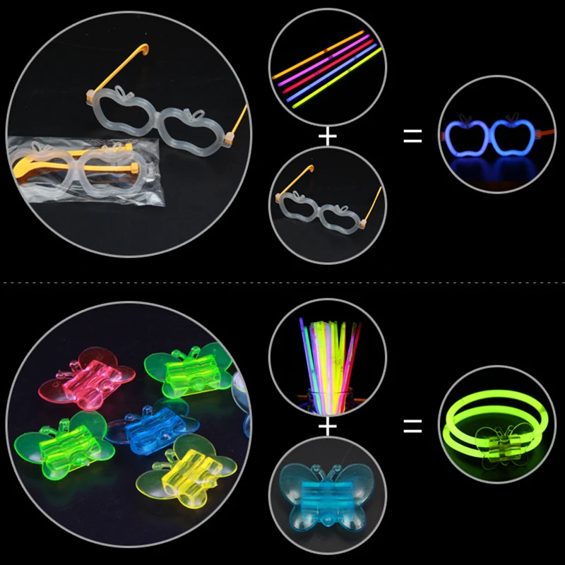DIY glow stick Fluorescence light glow sticks butterfly pattern headband glasses model toy props party festive supplies Drop