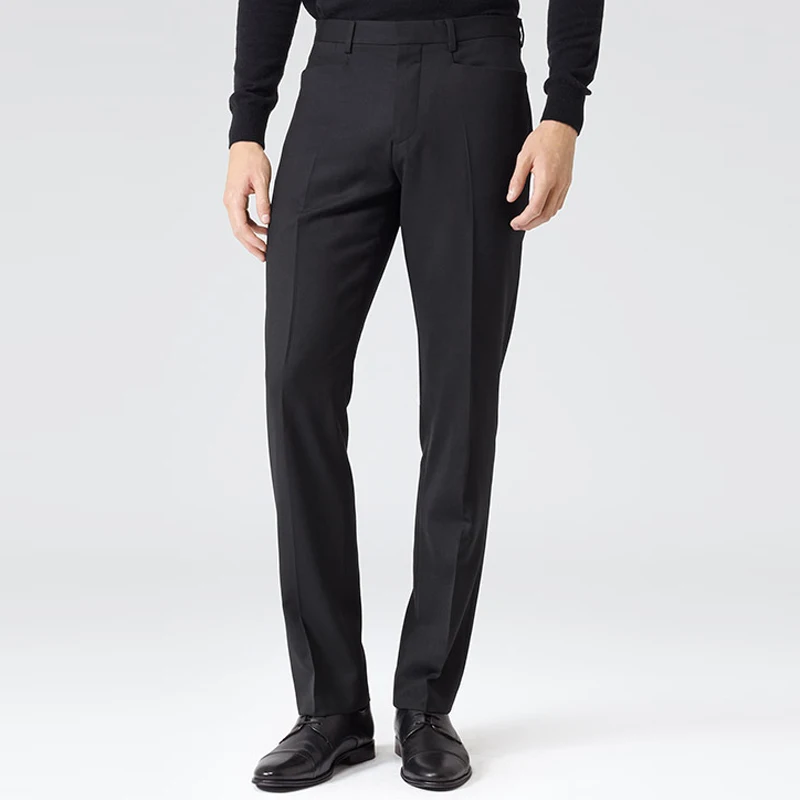 

Облегающие джинсовые брюки с карманами из черной шерсти, мужские деловые однотонные брюки с передней частью, индивидуальные брюки 2018 ва