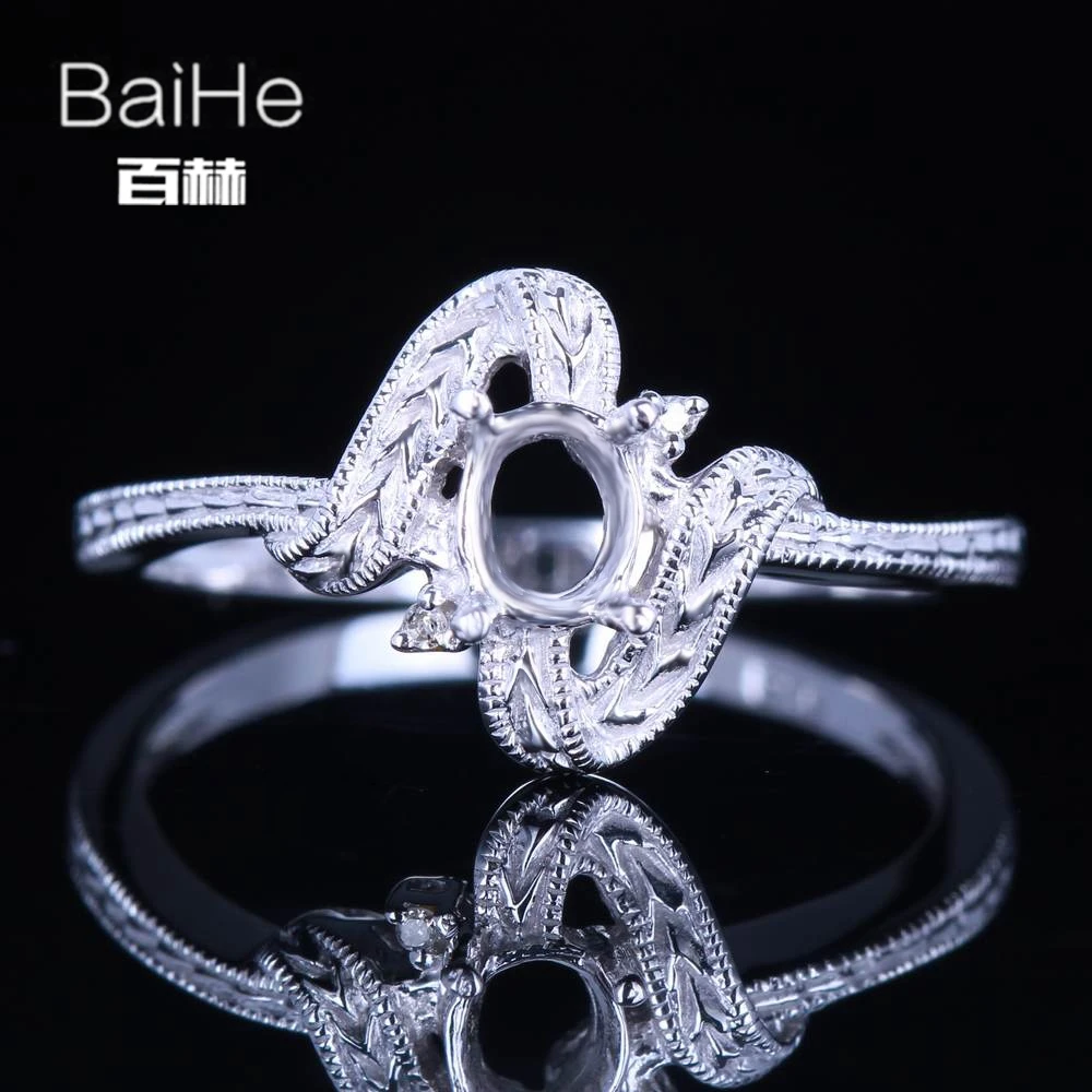 BAIHE однотонные 10K белые золотые сертифицированные овальные свадебные женские