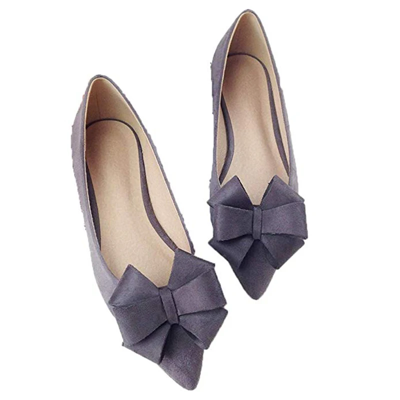 Женская обувь на плоской подошве Классические Модные балетки с бантом замшевые