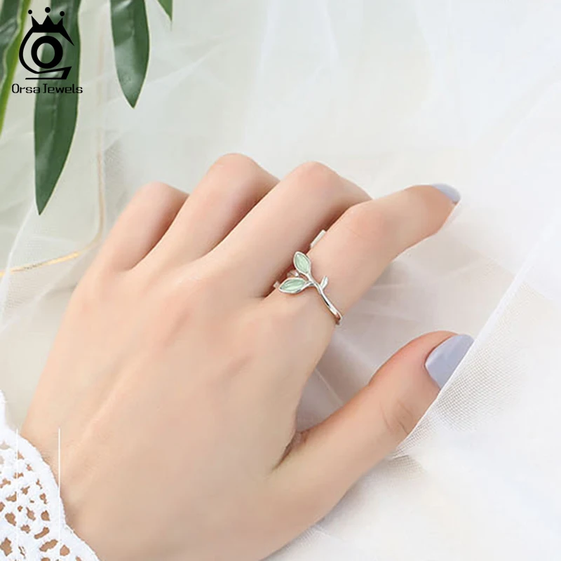 ORSA JEWELS кольцо из стерлингового серебра пробы для женщин, романтическое регулируемое кольцо с узором в виде листьев, Модные Серебряные вечерние ювелирные изделия SR92