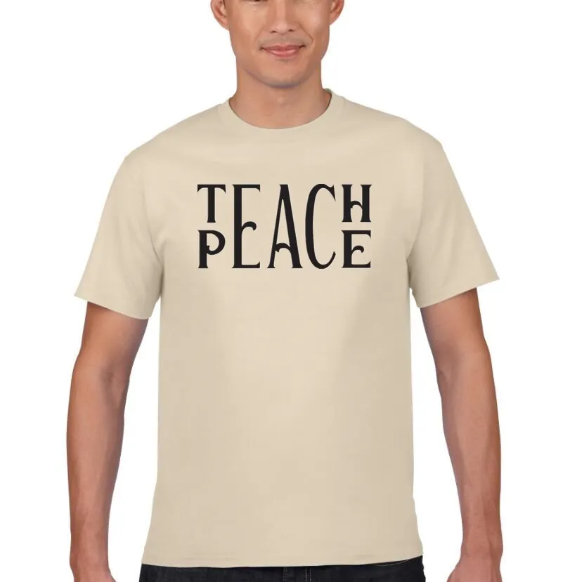 2018 Teach Peace print Мужская футболка хлопок хип хоп топ тройники | одежда