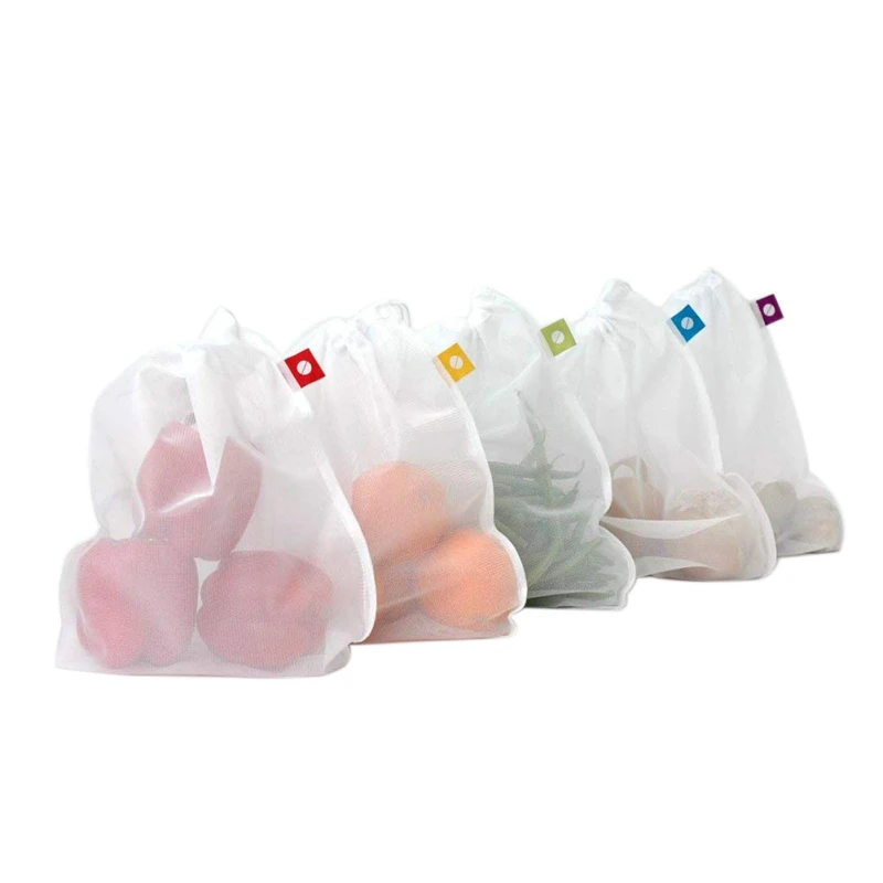 Многоразовые моющиеся сетчатые сумки для хранения овощей экологически чистые