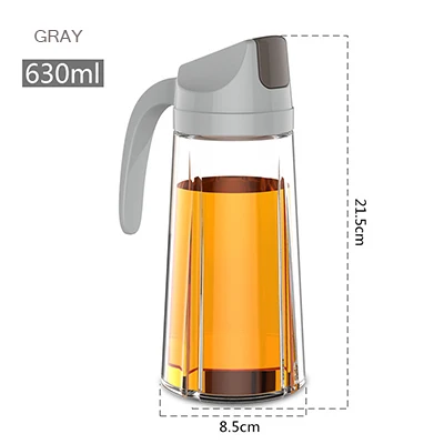 GRAY 630ML Boxi кухонная стеклянная бутылка для масла, диспенсер с автоматическим открыванием, закрывающиеся домашние бутылки для масла и уксуса, медовый контейнер для оливкового масла - Цвет: GRAY 630ML