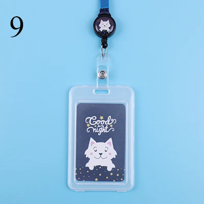 9 Милый мультяшный Кот, прозрачный держатель для удостоверения личности, пряжка, именной ярлык, держатель для карт, кавайные собаки, выдвижной значок для подарков - Цвет: 9