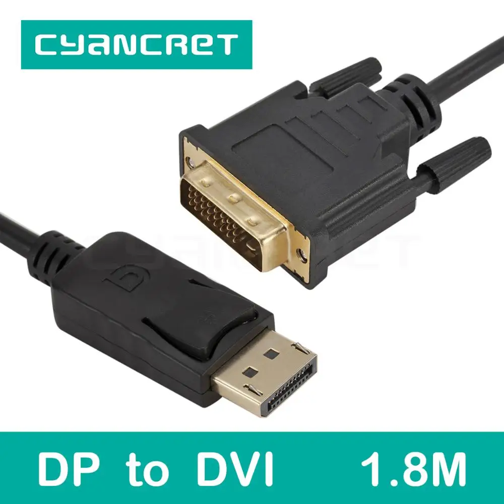 Видео кабель Displayport DP к DVI 1 8 м Male передает HD видео на дисплеи для HDTV монитора