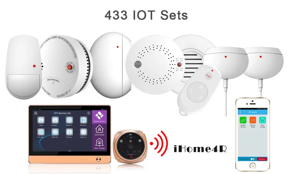 Wireless Video Door Phone Smart WIFI Peephole Doorbell Intercom 7&quotTouch Screen + 2.0 mega door camera+8PCS IOT SET | Безопасность и