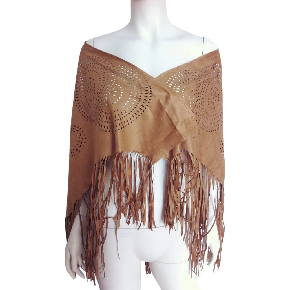 Женский короткий кардиган с кисточками асимметричный цветочным узором