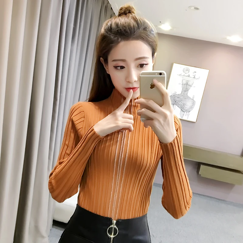 

turtleneck sweater women pullovers knitwear lady autumn winter basic clothes knit girl outfit vestidos clothing elastic