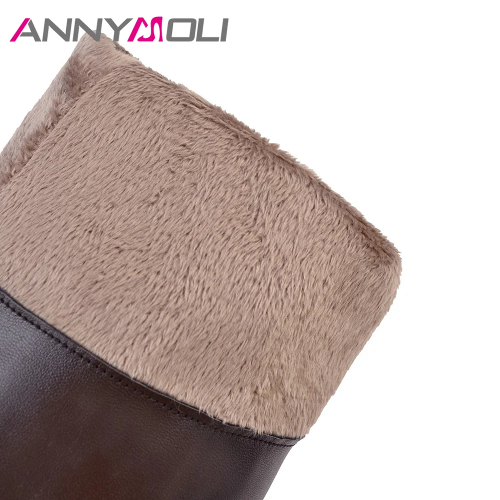 ANNYMOLI/женская зимняя обувь; сапоги на платформе и высоком каблуке; пикантные сапоги до бедра; осенние сапоги выше колена на шнуровке; белые сапоги на молнии; Размеры 33-43