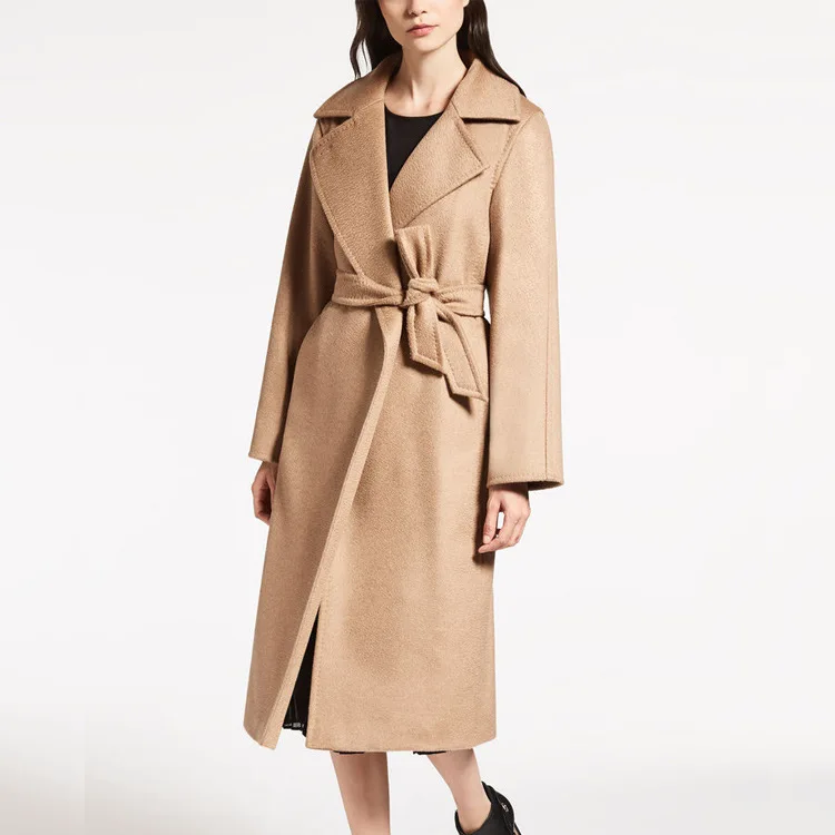 

2020 Autumn Winter New Cashmere Coat Womens Slim Loose Wool Jacket Outwear Long Camel Woolen Blend Coats Overcoat Abrigos Mujer