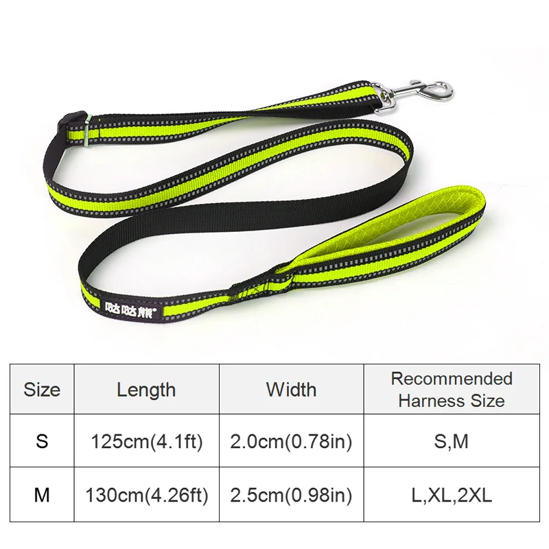 Leash-Green Не тянет Светоотражающий Поводок для собак, набор поводков для домашних животных, поводок для маленьких, средних и больших собак, для ежедневной тренировки, прогулок, нейлоновые ремни S-XL - Цвет: Leash-Green