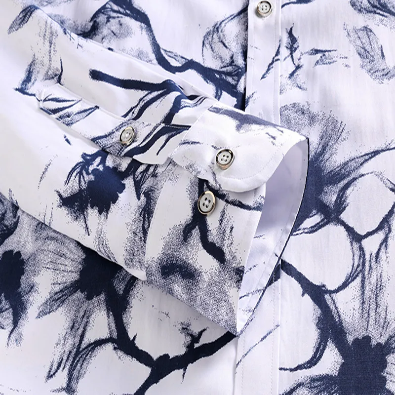 

7XL 6XL Plus Size Men's Floral Blouse 2019 New Fashion Mens Shirts Excellent Quality Full Sleeve Casual Flowers Shirt #7507