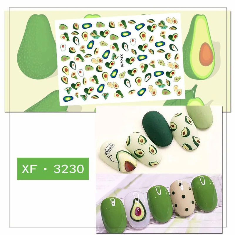 XF3230 Addfavor, 2 шт, цветок, лист, милый стикер для ногтей, самоклеющиеся 3D наклейки для дизайна ногтей, наклейка, летнее украшение для ногтей для женщин, девочек, детей - Цвет: XF3230