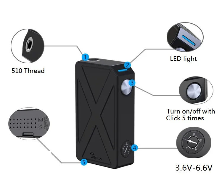 240W vape Box electronic cigarette fit 18650 battery for 510 thread coil vaperizer 3.6v 6.6v adjustable ecig box without | Электроника