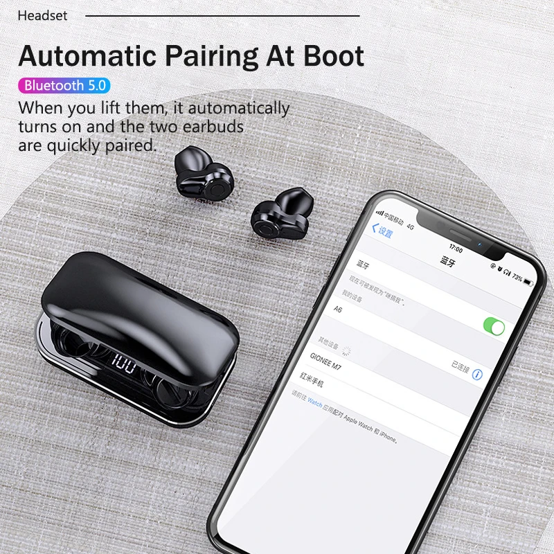 A6 TWS 5 0 Bluetooth наушники с сенсорным управлением металлический материал