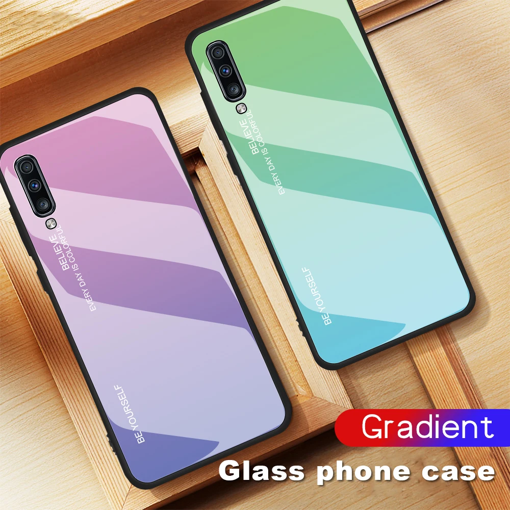 Роскошный градиентный чехол из закаленного стекла для Samsung Galaxy A70 SM-A705F/DS A70S SM-A707F/ds