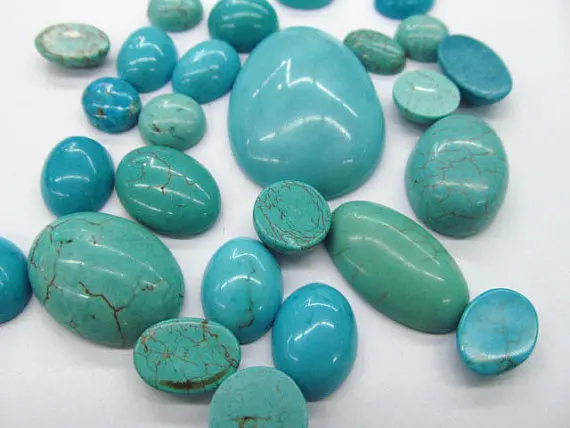 

wholesale bulk 12x16mm 50pcs cabochons turquoise oval egg blue green jewelry beads