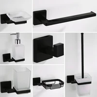 black bathroom hardware sets antique wc paper holder towel ring wall hook toilet brush holder glass soap dispenser dish basket