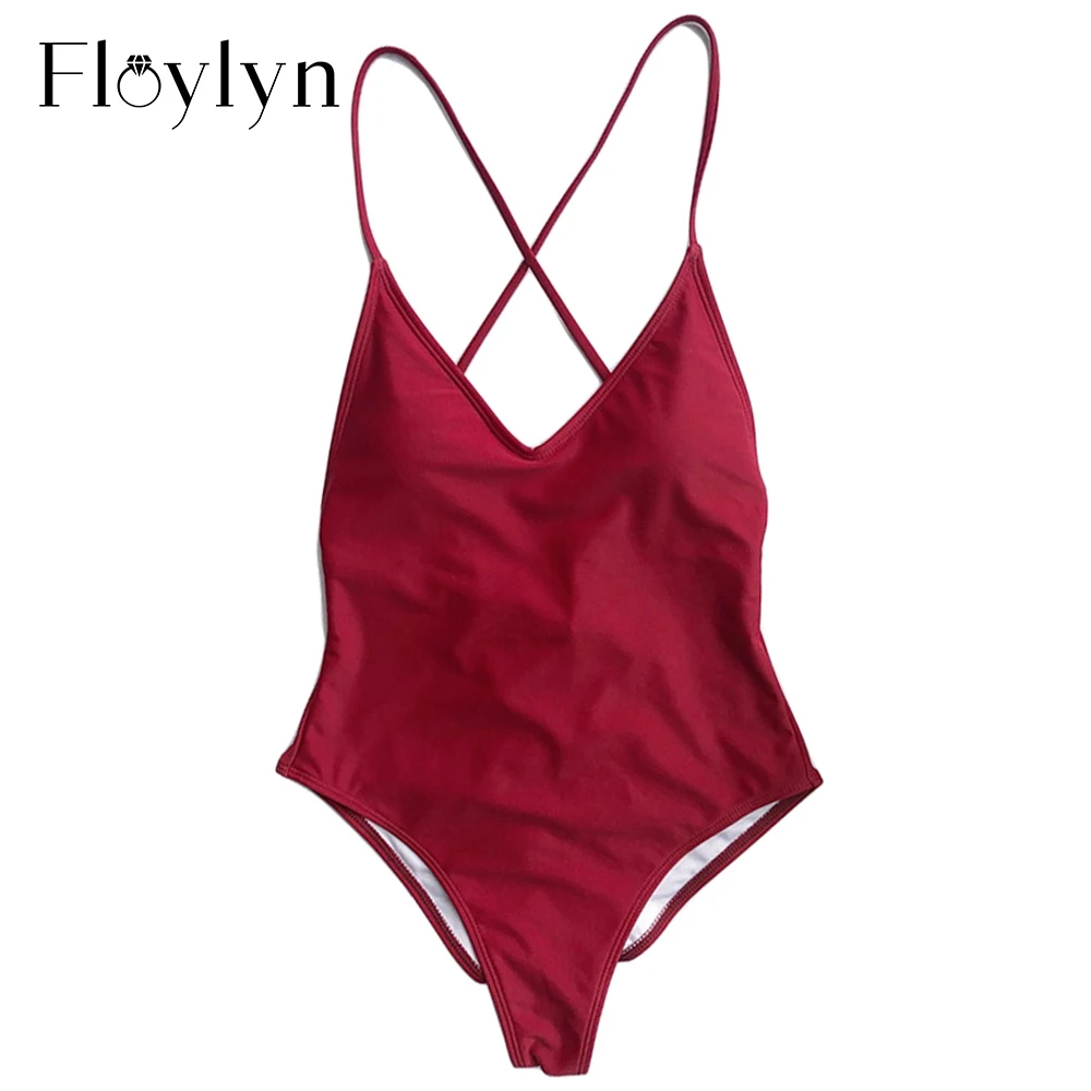 Floylyn сплошной цельный купальник сексуальный бандажный купальный костюм женский