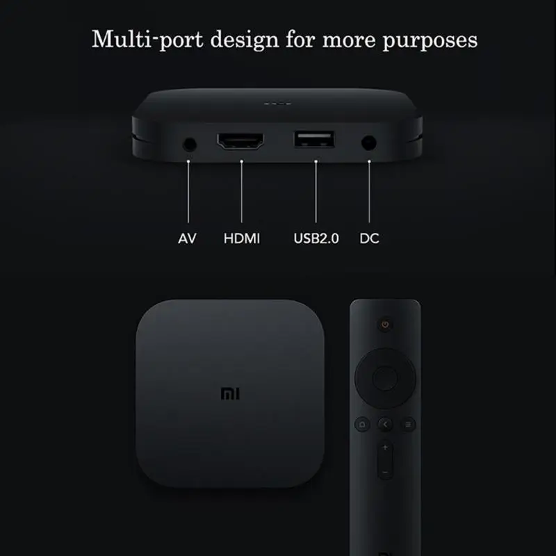 Xiaomi Mi Box 4C 4K HDR tv Box Android 6,0 Amlogic Cortex-A53 четырехъядерный 64 бит 1G+ 8G 2,4 GHz WiFi ТВ-приставка китайская версия