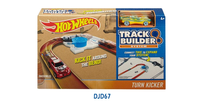 Hotwheels Track Builder необходимый трек пакет и автомобиль ассортимент 3 в 1 Строительная игрушка горячий автомобиль супер колеса 3 стиль модель DNH84