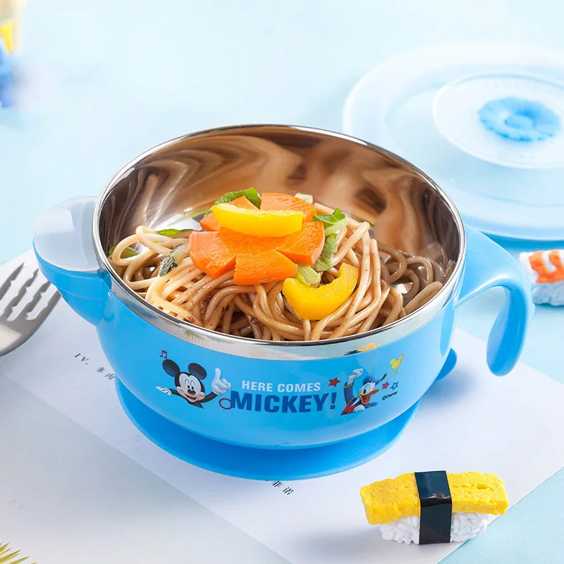 A Disney 510 мл Микки Маус детская посуда детская миска для питомца анти-осень анти-скальдинг из нержавеющей стали присоска чаша подарки - Цвет: A
