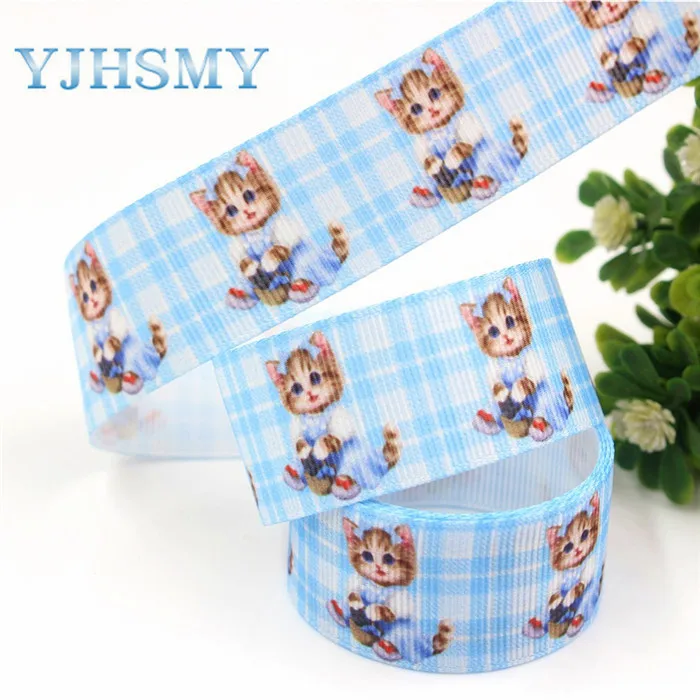 G-18616-473 YJHSMY, G-18616-466, 25 мм 5 ярдов мультфильм кошка напечатаны корсажная лента, аксессуары для одежды лямки, DIY материалы ручной работы - Цвет: G-18616-473