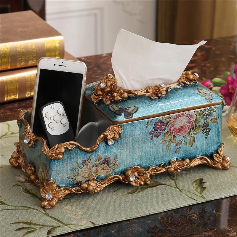 

European style paper towel box, high-grade retro paper box, resin napkin box