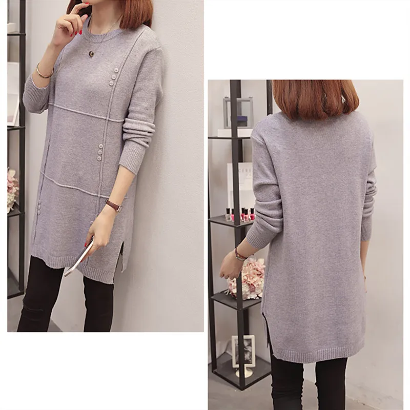 

Autumn Long Knitting Pullover Women Sweater Coat Spring Korean Plus size Knitwear Ladies Knitted Sweater Coat Women Tops Jumper