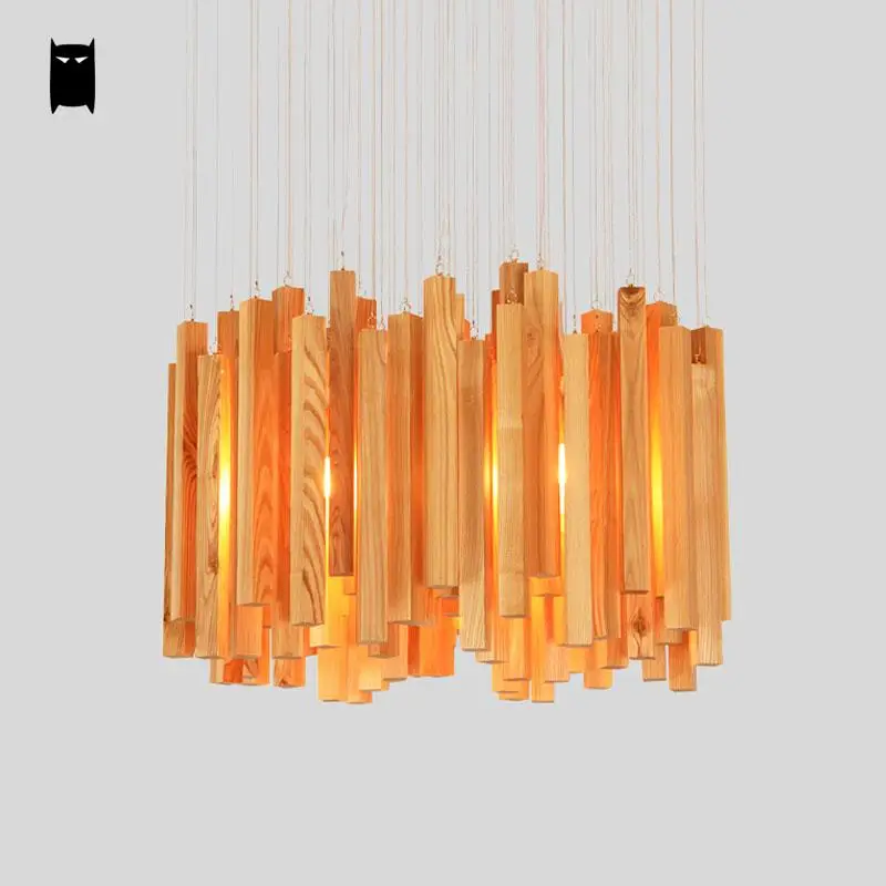 Подвесная Потолочная люстра из древесины дуба потолочный светильник в