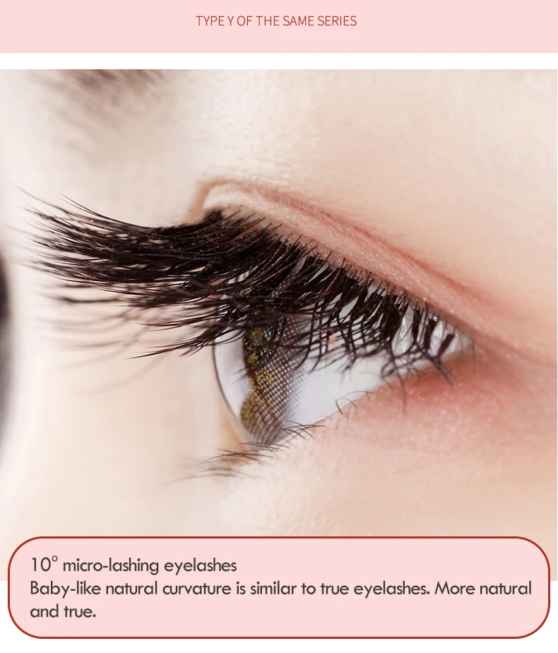 baby curl y-shaped eyelashes extention love mesh woven dense eyelashes super soft mink cilia 3D volume looking eye lash
