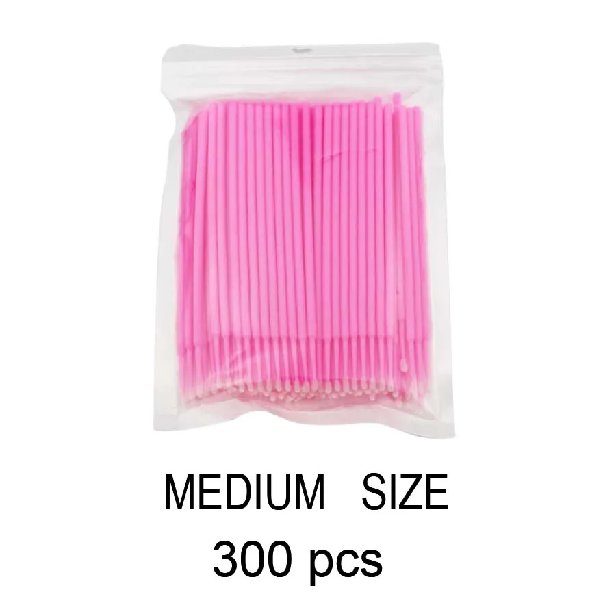 300pcs Pink Щетка для ресниц 100/200/300 шт одноразовые зубные микро аппликаторы для прививки ресницы прочный расходные материалы для наращивания ресниц - Цвет: 300pcs Pink