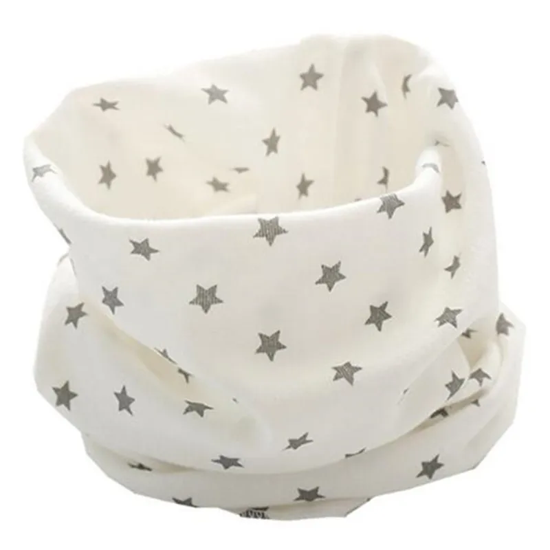 white small star Новинка для девочек и мальчиков; сезон зима-осень-весна, Детская Хлопковая шарф для девочек, для мальчиков детские нагрудники снуд модные детские комплекты с принтом из воротник детей Bufandas девушка-хомут с круглым воротником для мальчиков и девочек шарф - Цвет: white small star