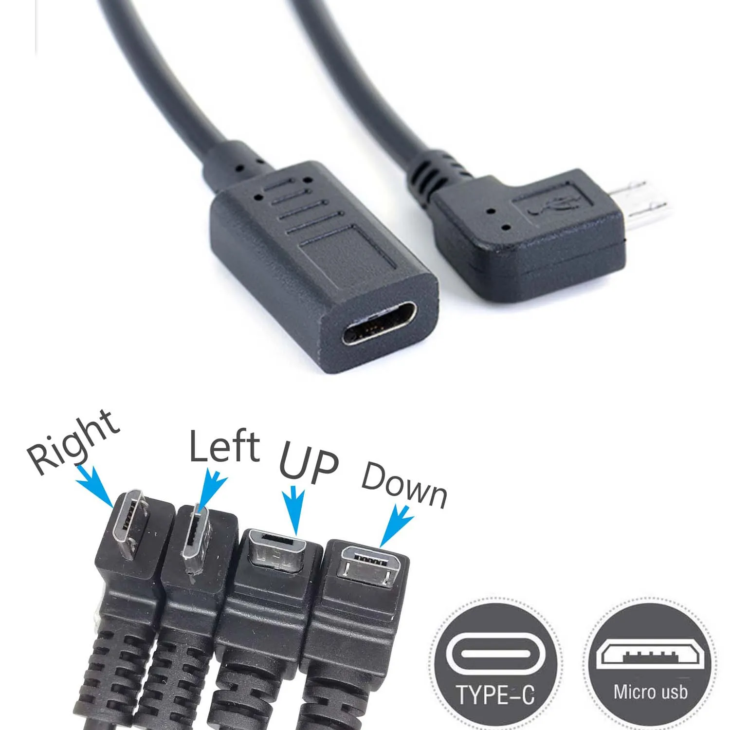 Кабель переходник с разъемом типа C мама на Micro B кабель USB для зарядки и передачи