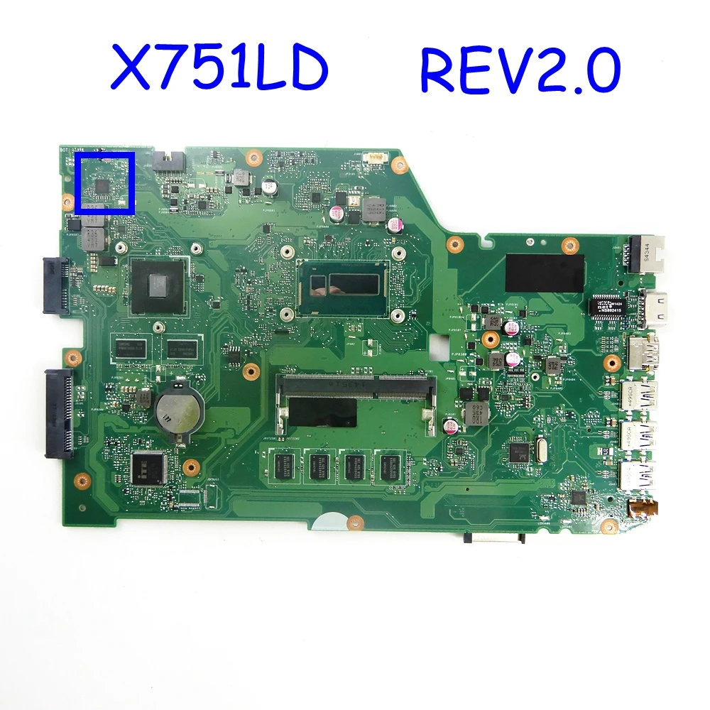 X751LD материнская плата REV2.0 для ASUS X751L K751L K751LD R752L R752LD R752LN X751LX I3/I5/I7 Процессор