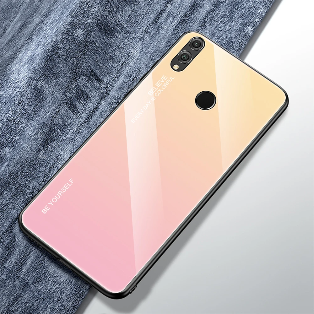 Чехол Aurora из закаленного стекла для huawei Honor 8X20 Pro 10 9 Lite View 20 Y9 Nova 3 3i 4 8X с мягкими краями жесткая цветная задняя крышка - Цвет: 01