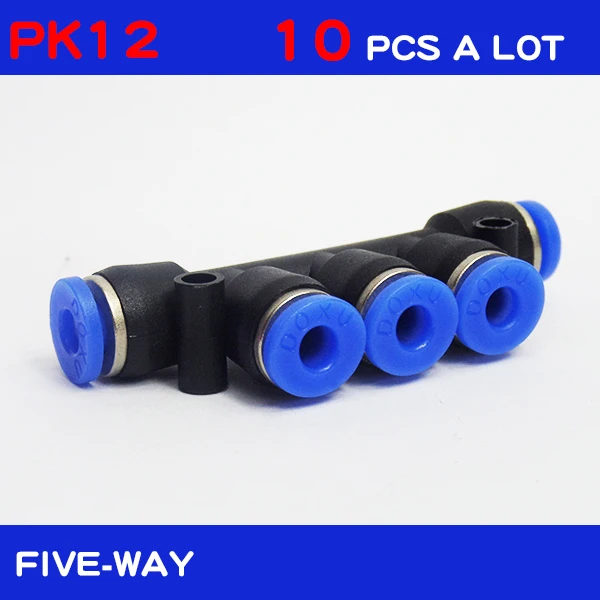 

Free shipping 10pcs Pneumatic fittings PK,12mm 5-way push in quick joint connector,PK12