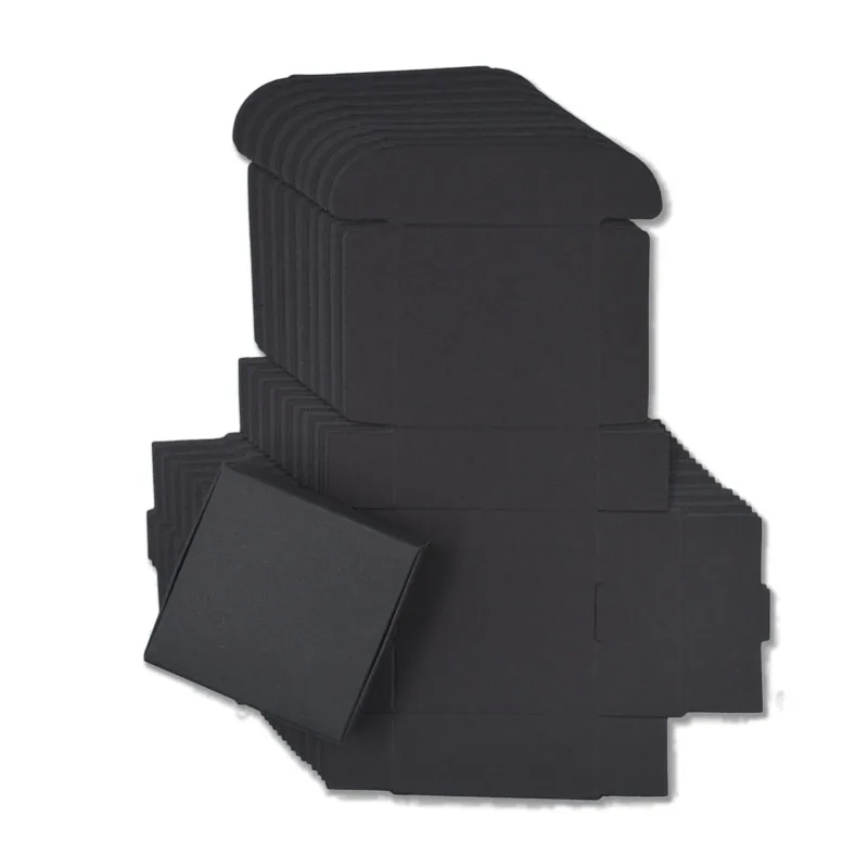 15 Размеров черная подарочная упаковочная коробка из крафт бумаги Черная Коробка