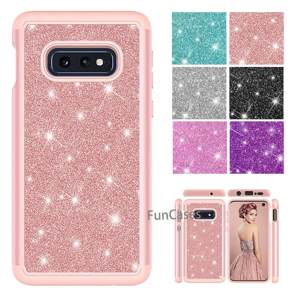 Окрашенной кожи ПК силиконовый 2 в 1 для samsung Galaxy S10 Lite блестящий чехол ювелирное